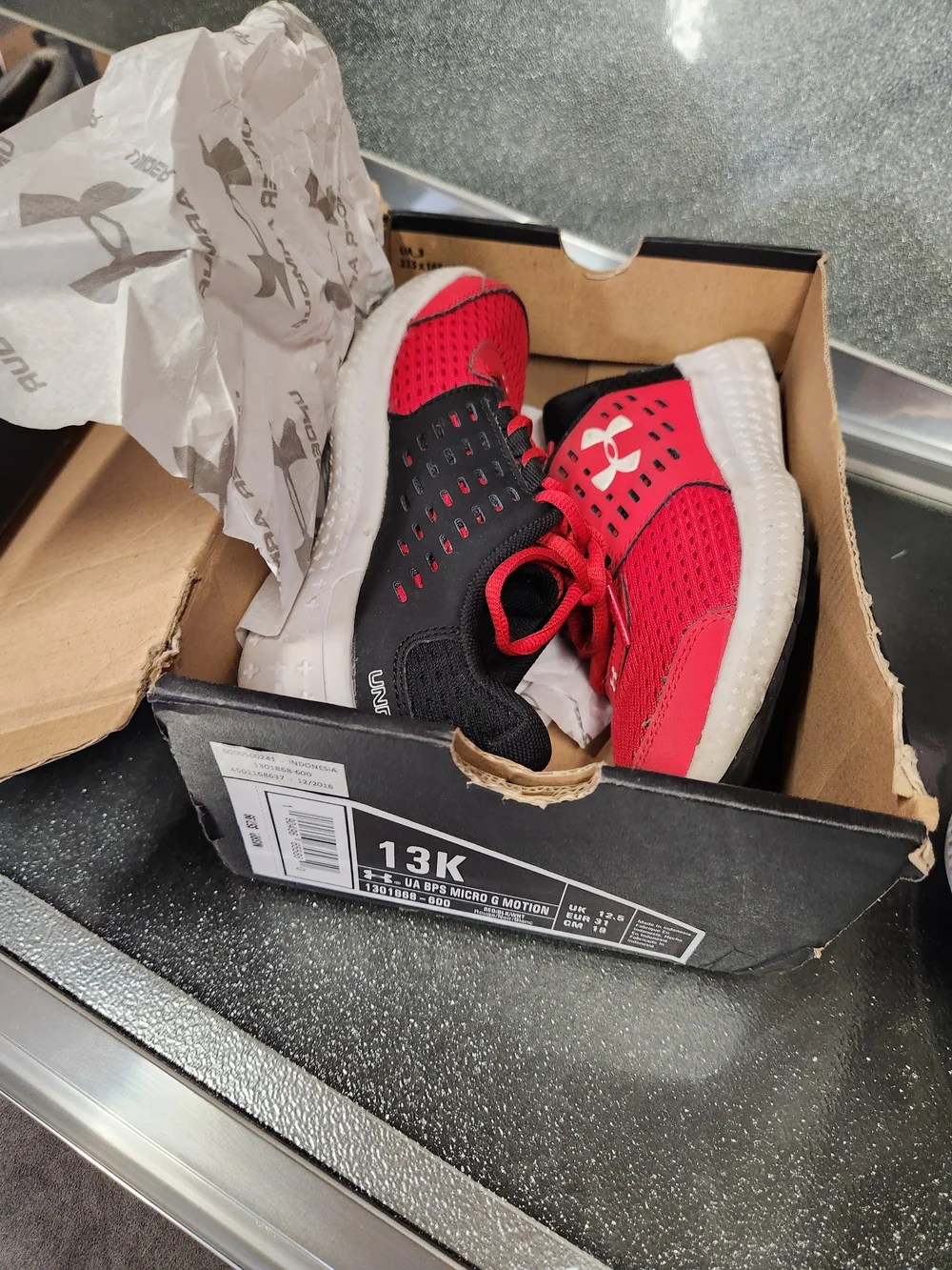 Under Armour Kids Red and Black Athletic Sneakers